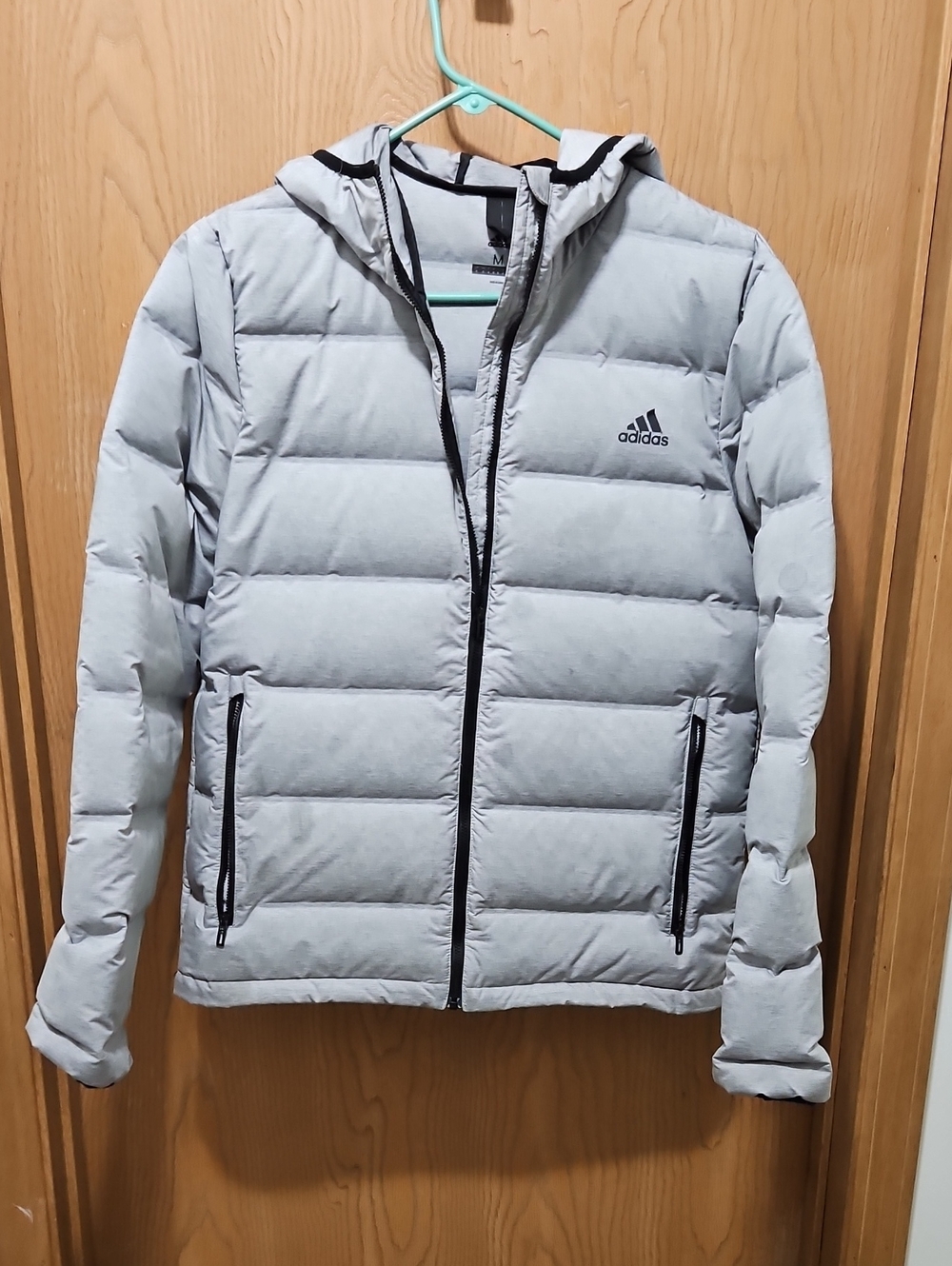 adidas Light Gray Quilted Hooded Jacket